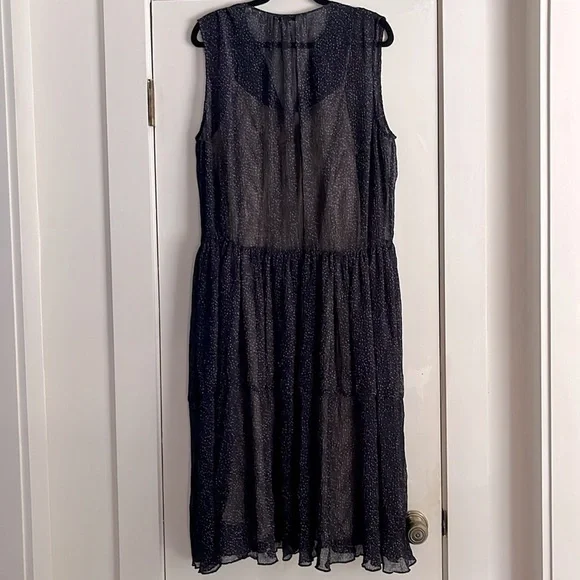 Vince Starry Dot Tiered Midi Dress in Blue Size Large - Picture 5 of 14